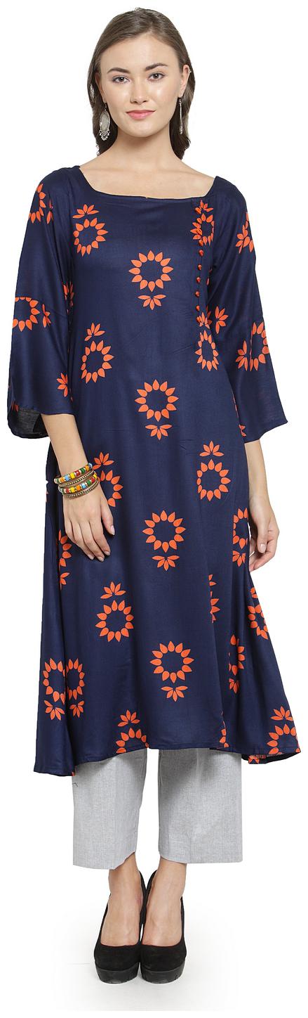 

Sayesha Blue Printed Rayon Kurti