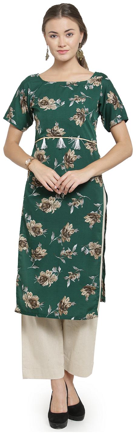 

Sayesha Women Green Floral Straight Kurti
