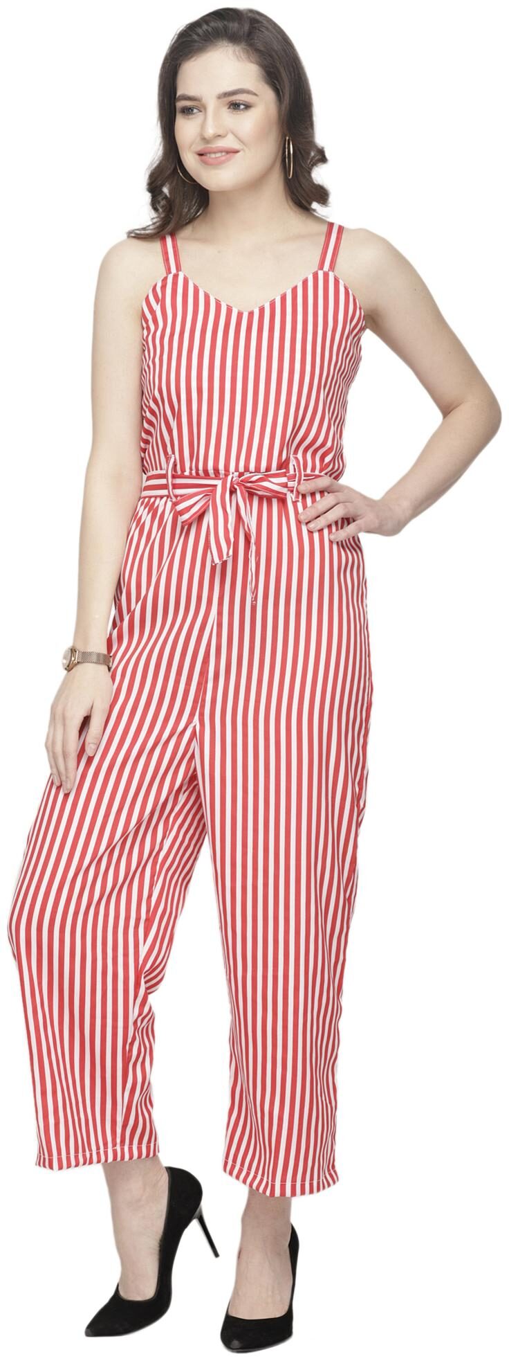 

Sayesha Striped Jumpsuit - Red