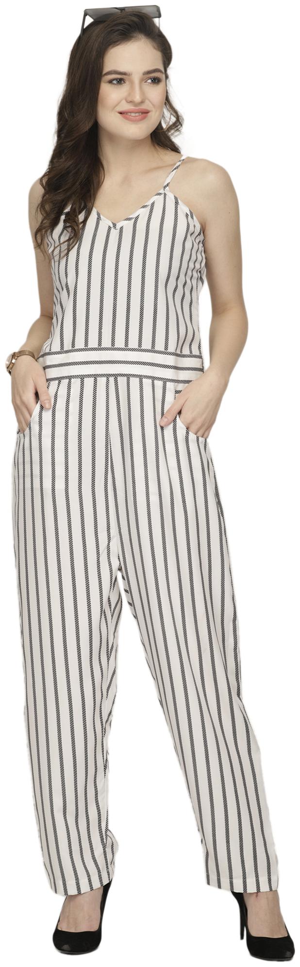

Sayesha Striped Jumpsuit - White
