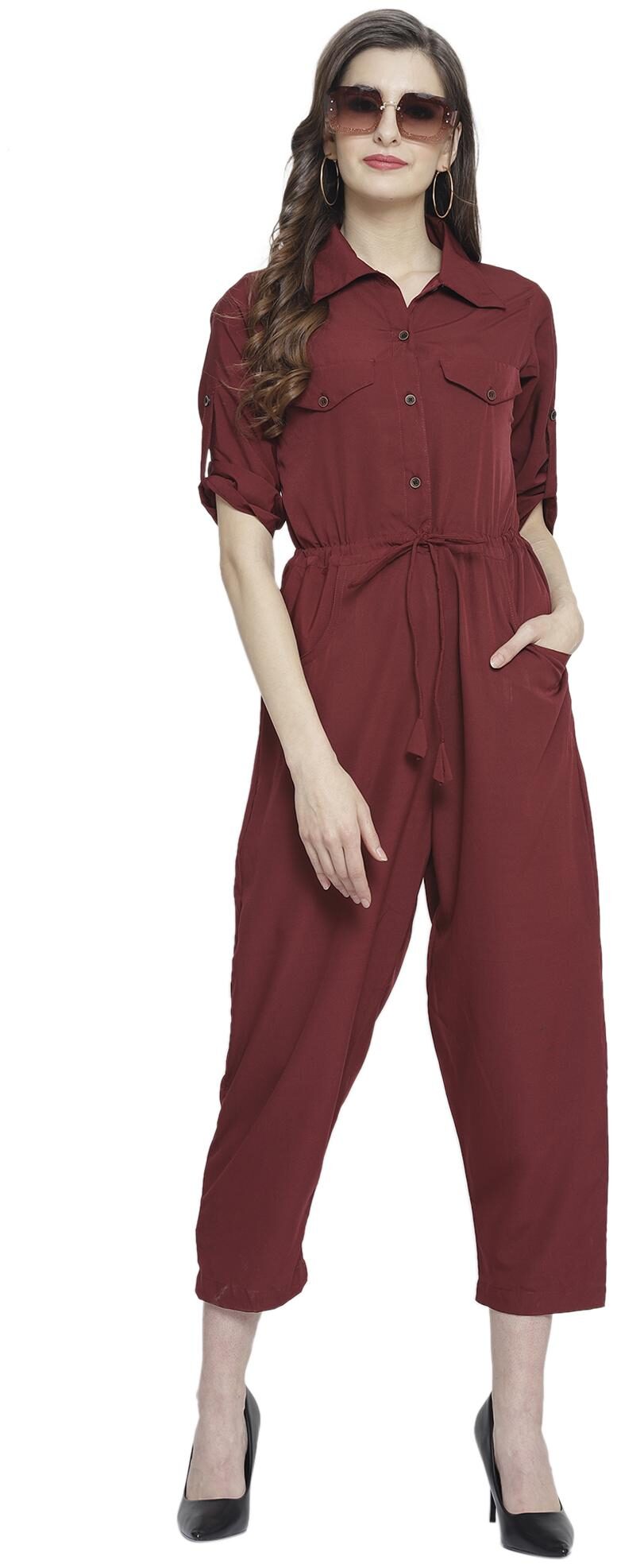 

Sayesha Solid Jumpsuit - Maroon