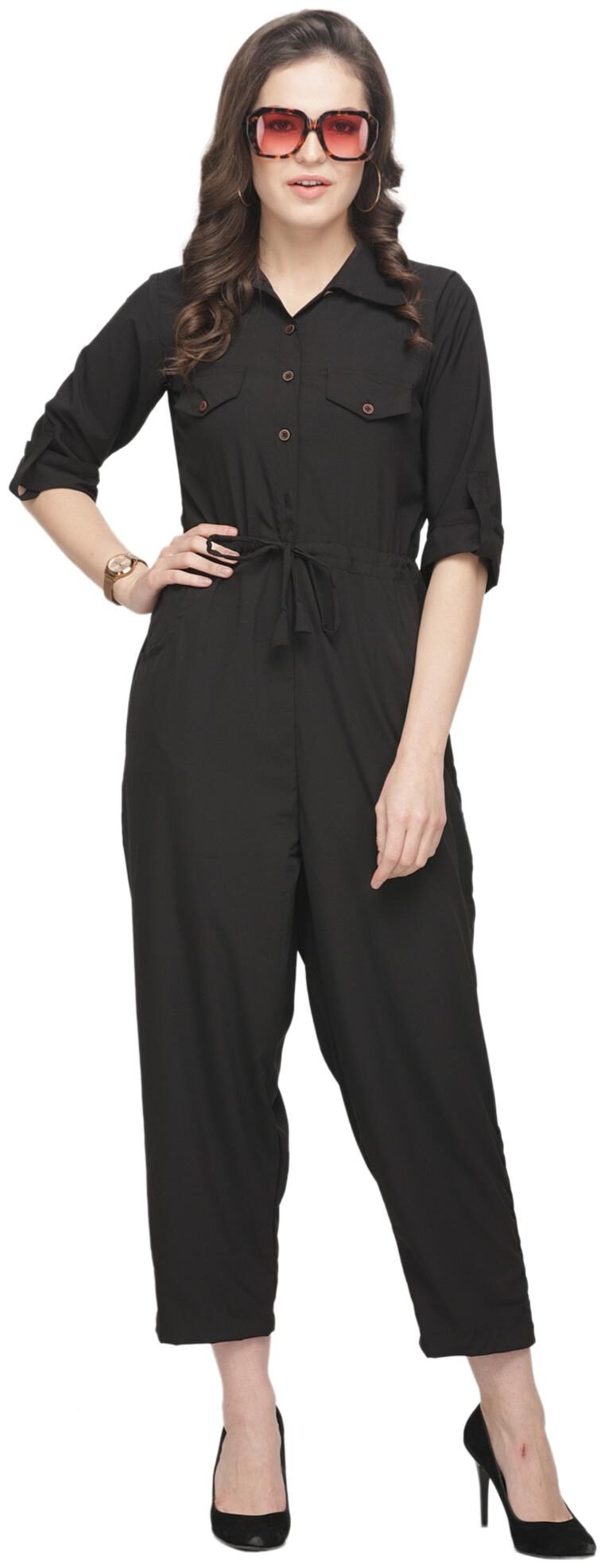 

Sayesha Solid Jumpsuit - Black