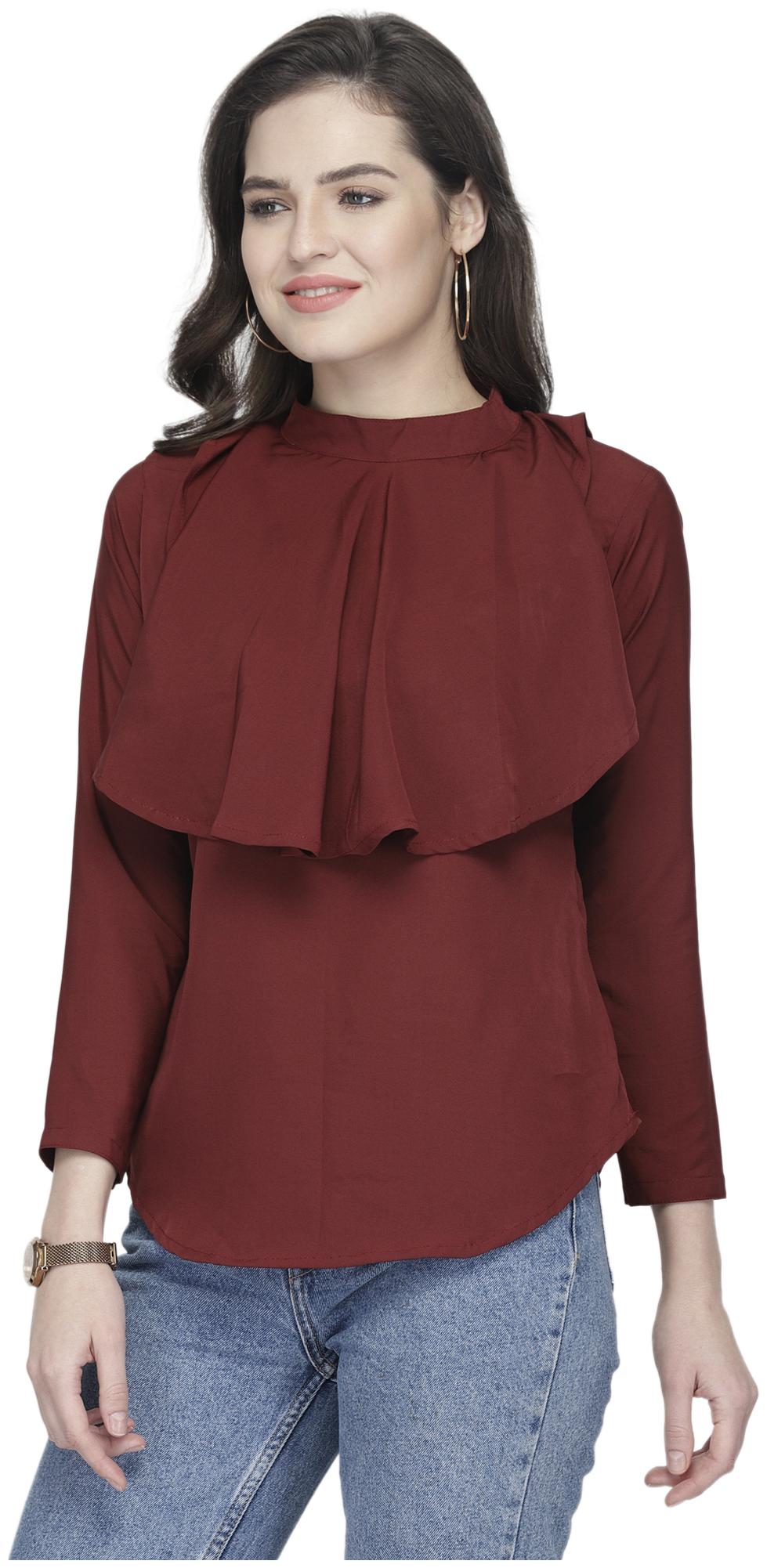 

Sayesha Women Solid Peplum top - Maroon