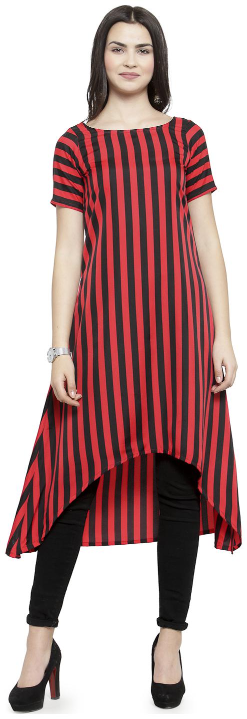 

Sayesha Red Black Stripes A Line Kurti