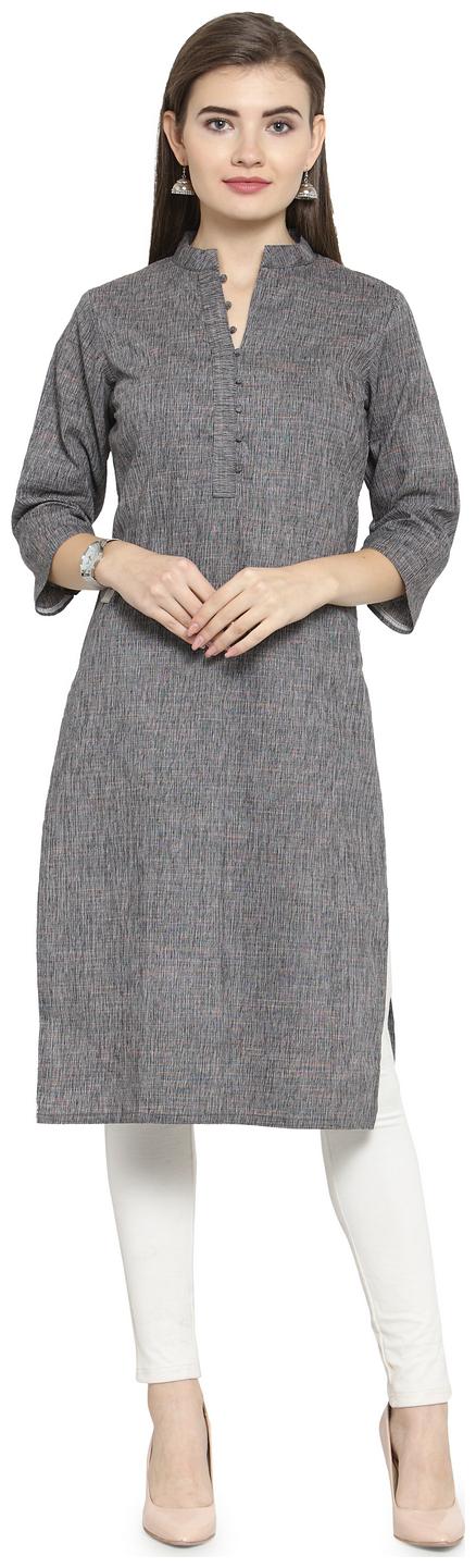 

Sayesha Slate Grey Cotton Collar Kurti