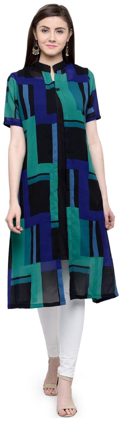 

Sayesha Women Blue Printed Straight Kurta