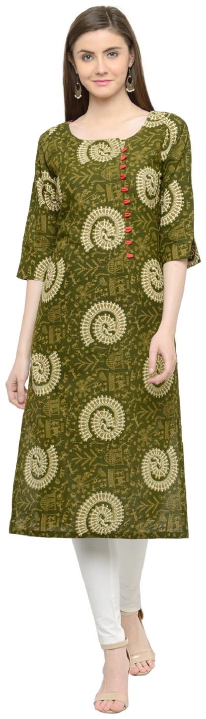 

Sayesha Women Green Printed Straight Kurta