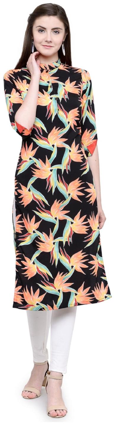 

Sayesha Women Black Printed Straight Kurta