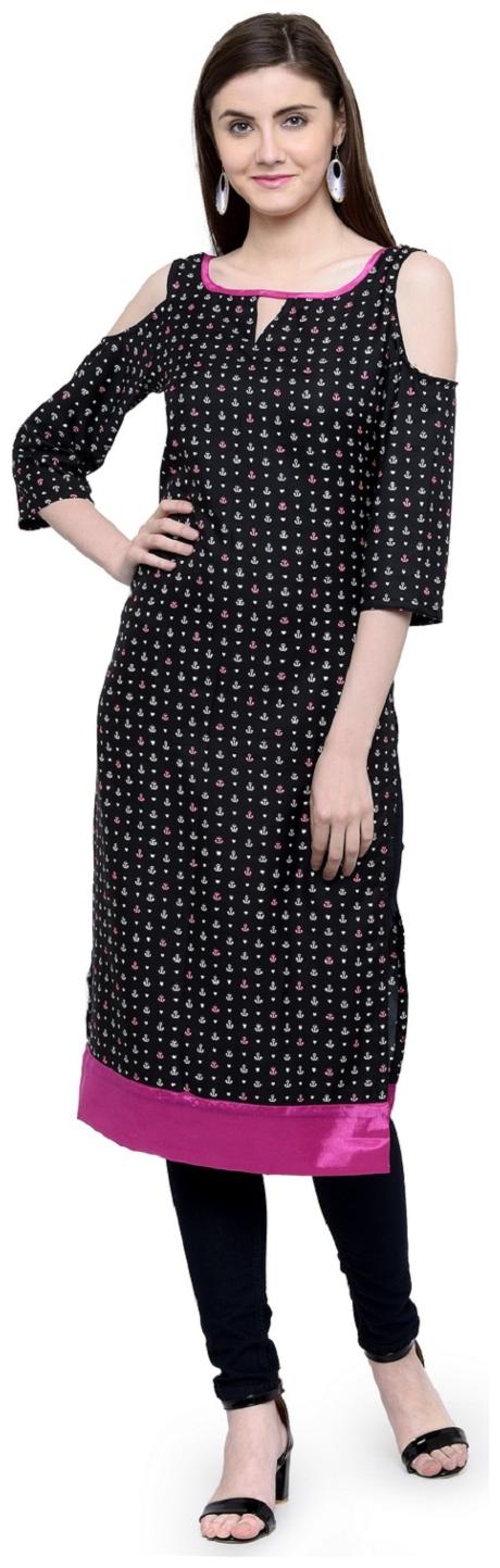 

Sayesha Women Black Printed Straight Kurta