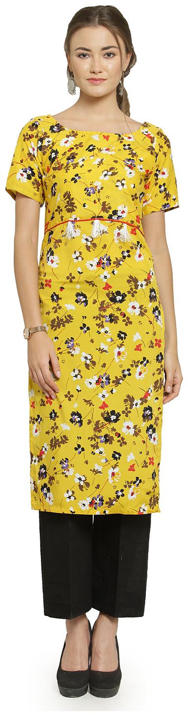 

Sayesha Women Yellow Floral Straight Kurti