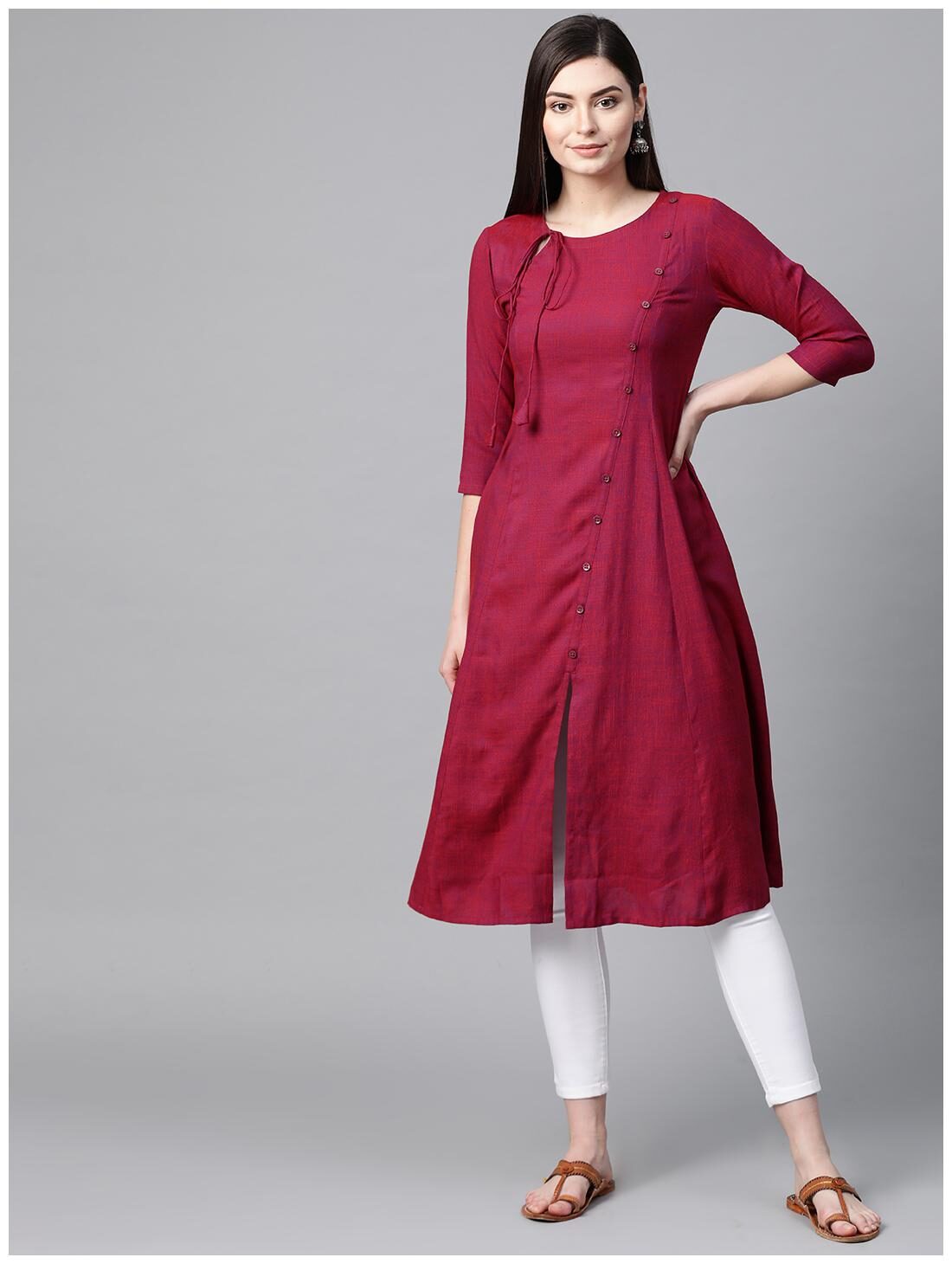 

SBO Fashion Women Cotton Regular Fit A Line Kruti (Maroon)