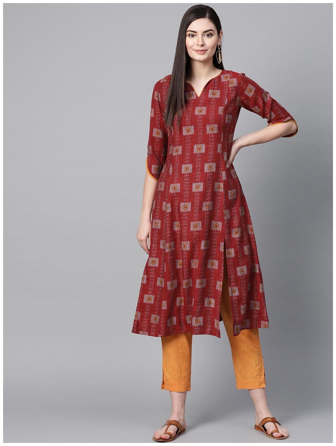 

SBO Fashion Women Cotton Regular Fit A Line Kruti (Maroon)