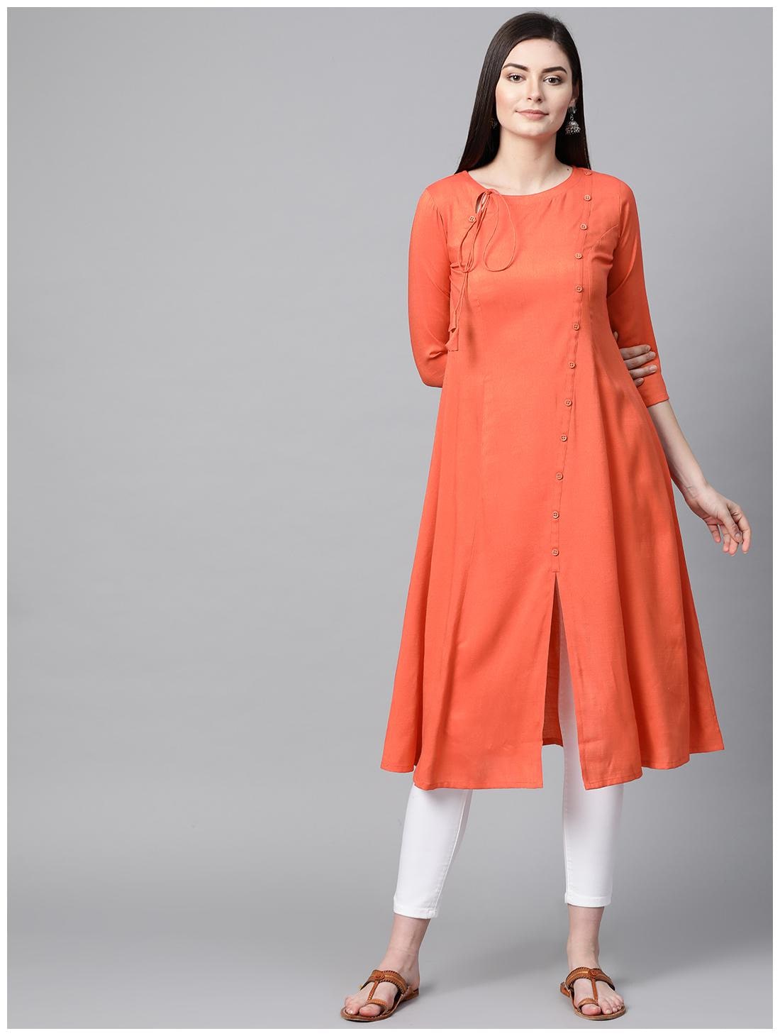 

SBO Fashion Women Cotton Regular Fit A Line Kruti (Orange)