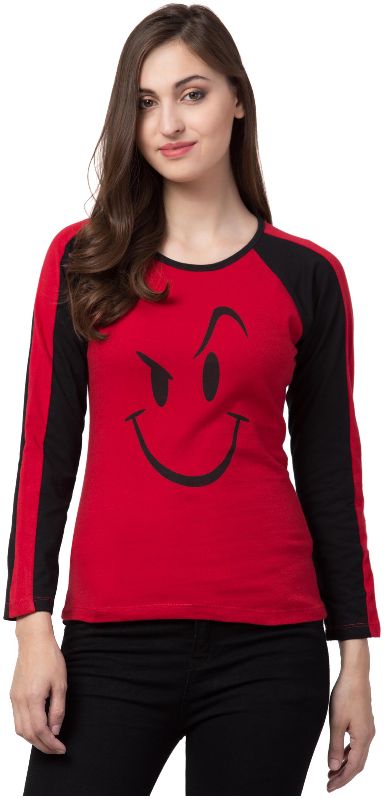 

SBO FASHION Printed Round Neck Red Color Women s T-Shirt