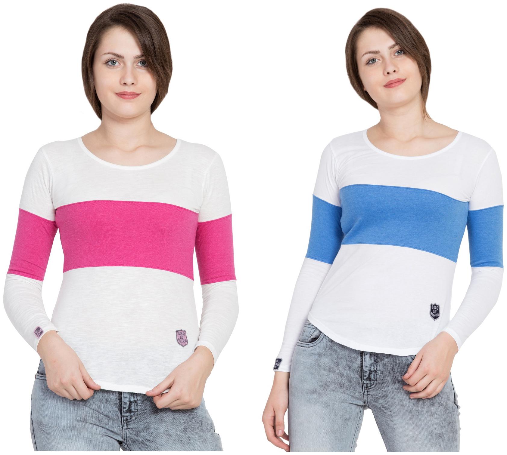 

SBO FASHION Women Multi Regular fit Round neck Cotton T shirt