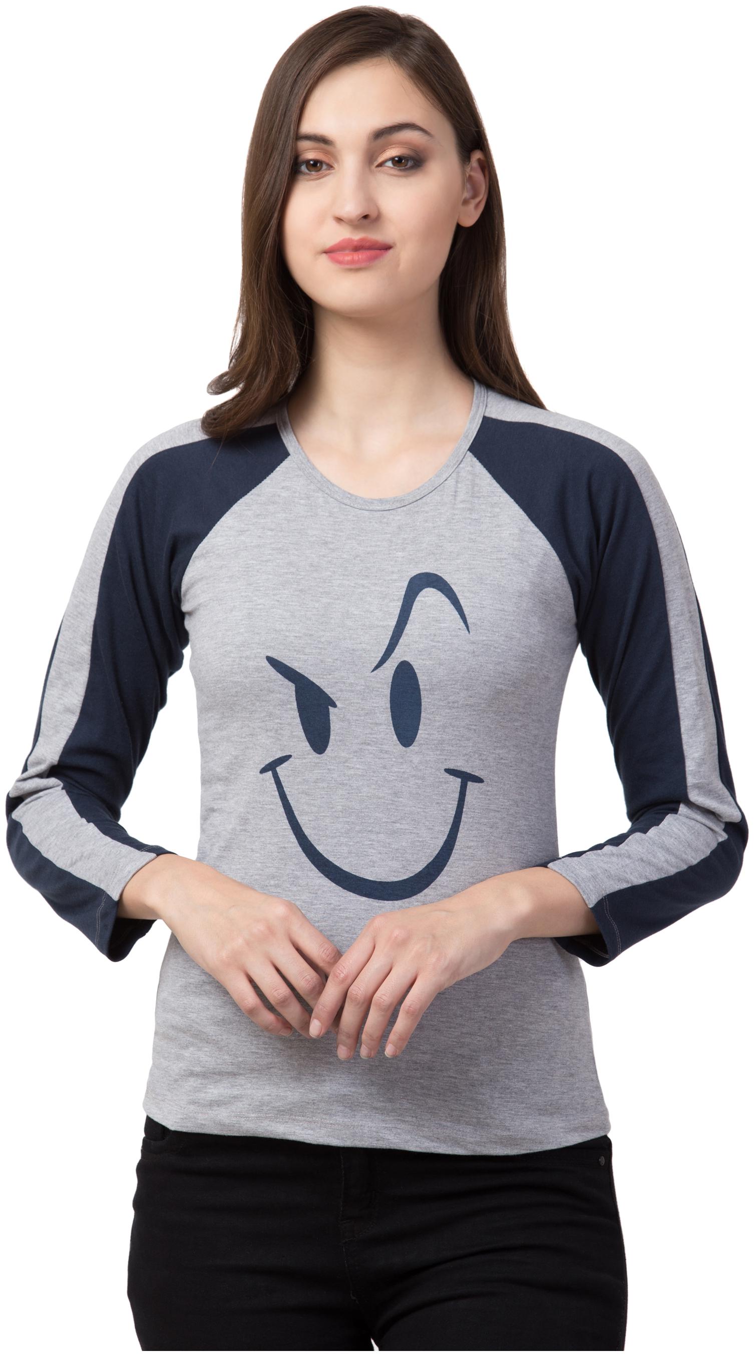 

SBO FASHION Grey Color Full Sleeve Printed Women s T-Shirt