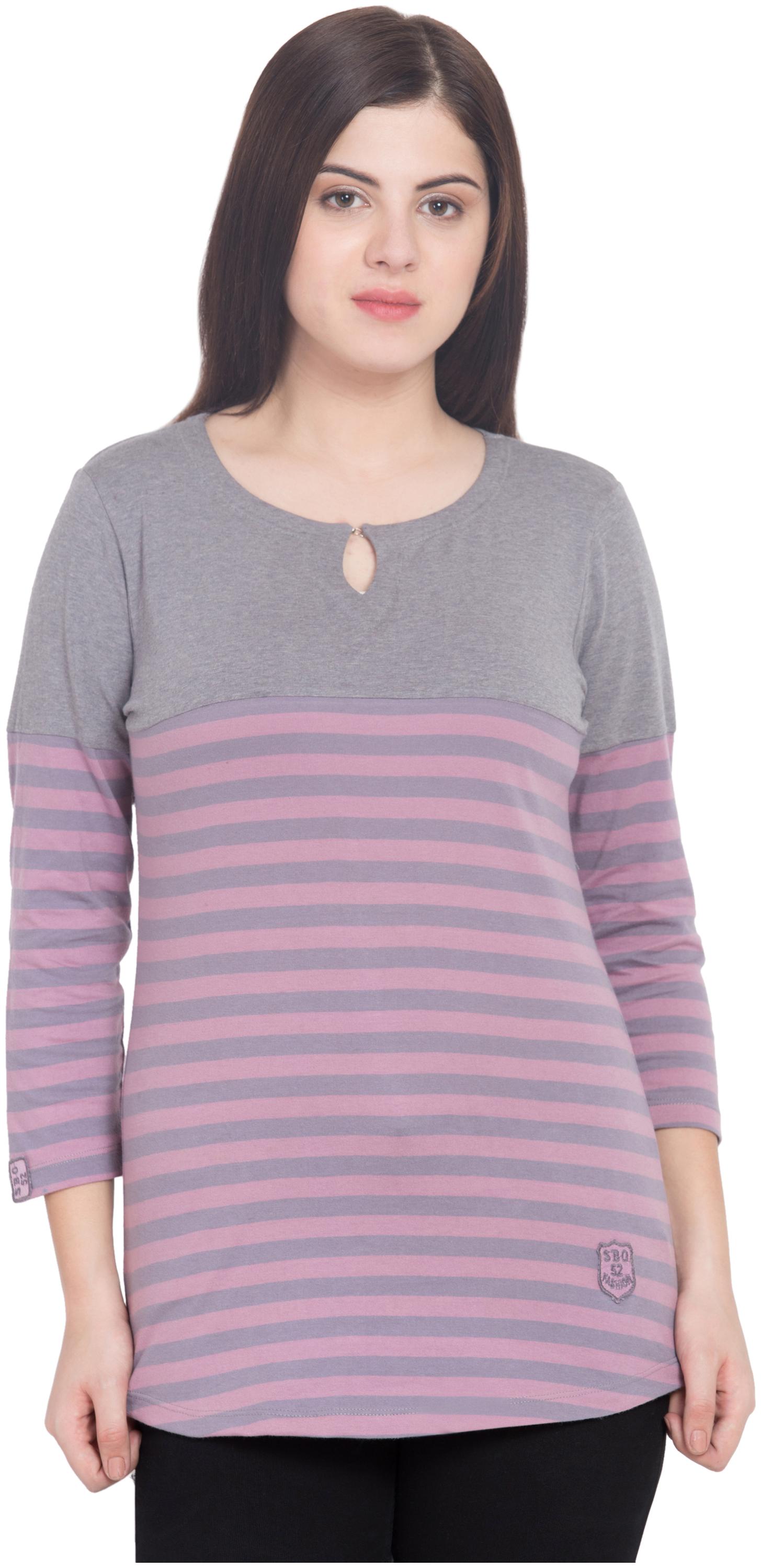 

SBO FASHION Women Purple Regular fit Round neck Cotton T shirt