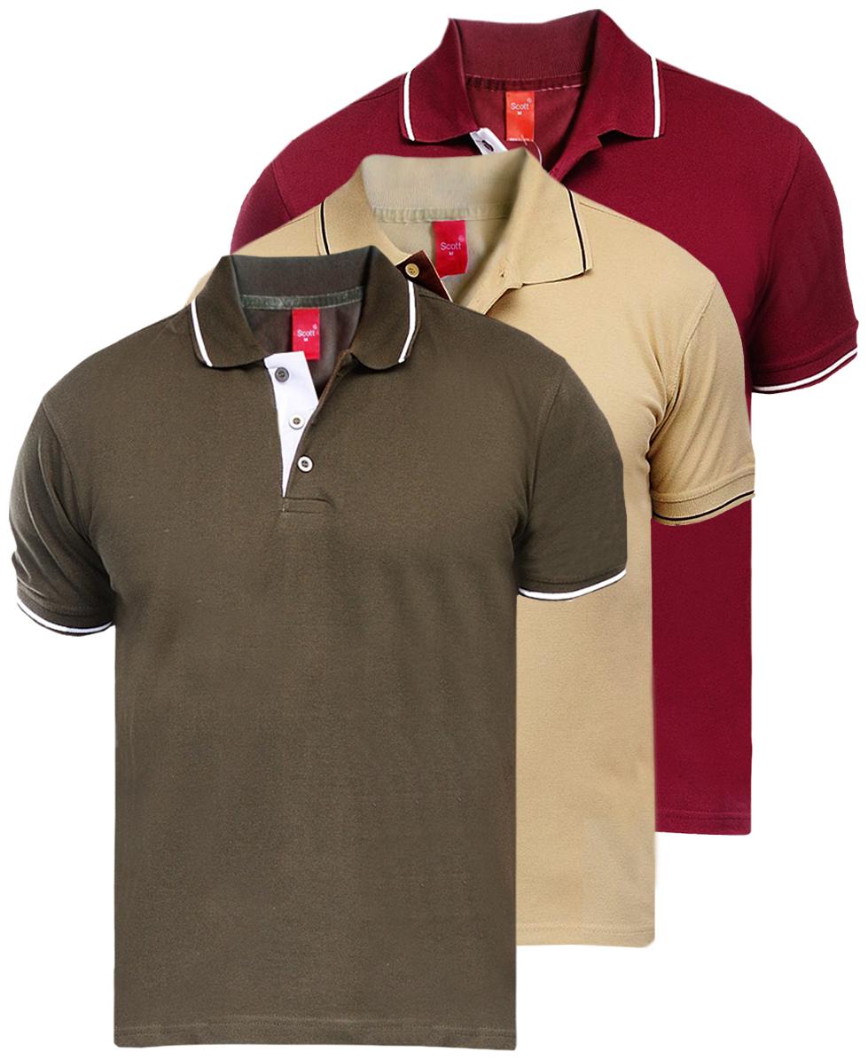 

Scott International Men Multi Regular fit Cotton Polo collar T-Shirt - Pack Of 3