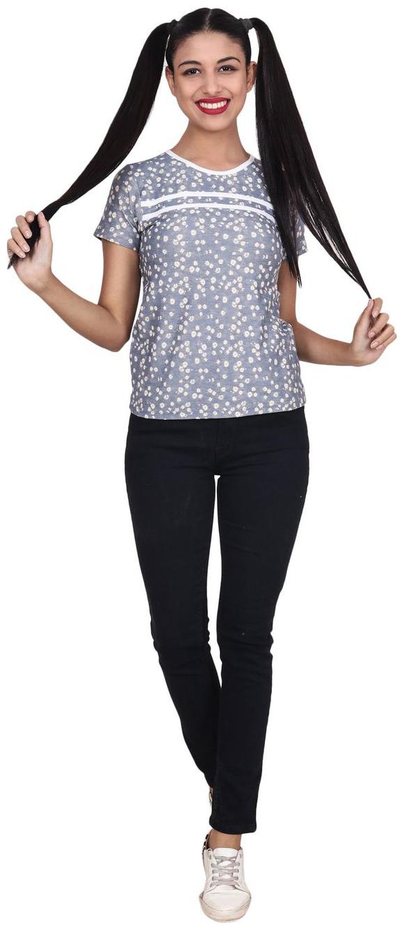 

SECOND HALF Women Multi Regular fit Round neck Blended T shirt