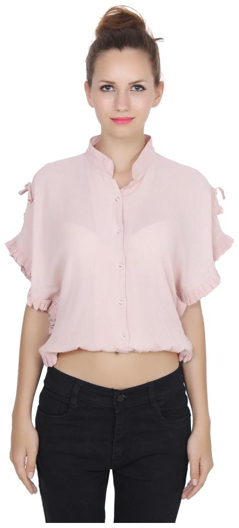 

SECOND HALF Women Pink Solid Slim Fit Shirt