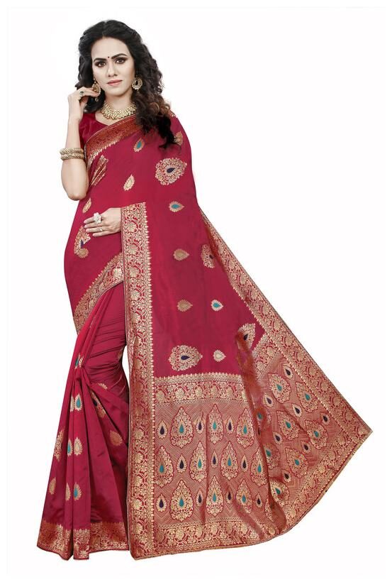 

Seelona Women Jacquard Woven Pink Regular Saree With Blouse