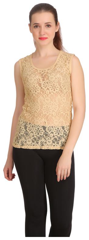 

Selfcare Women Embroidered Regular top - Beige