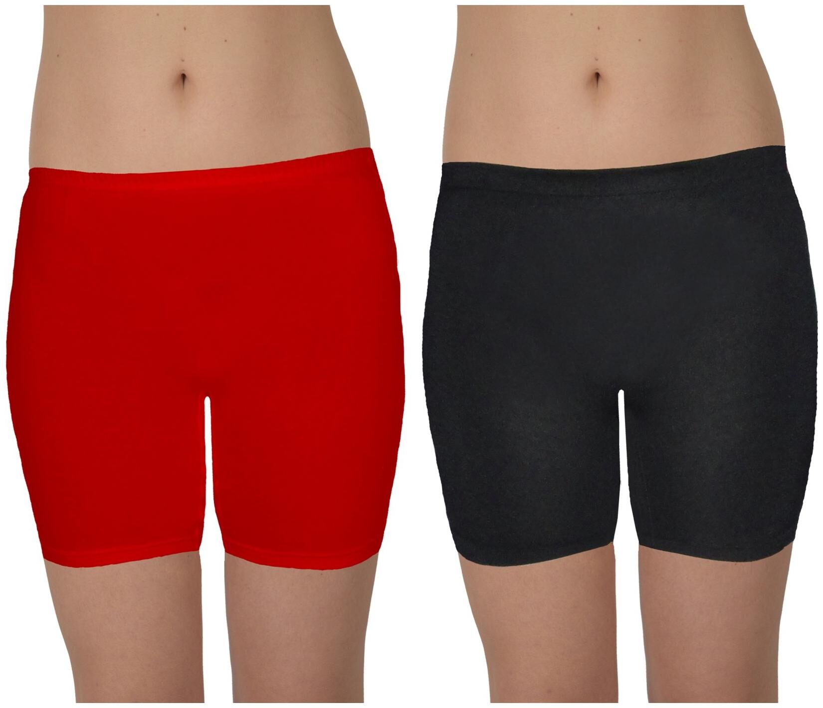 

Selfcare Women Solid Sport shorts - Red Black
