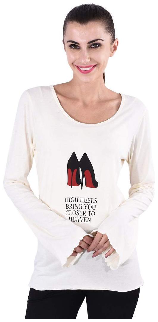 

SELFYS Women White Regular fit Round neck Cotton T shirt
