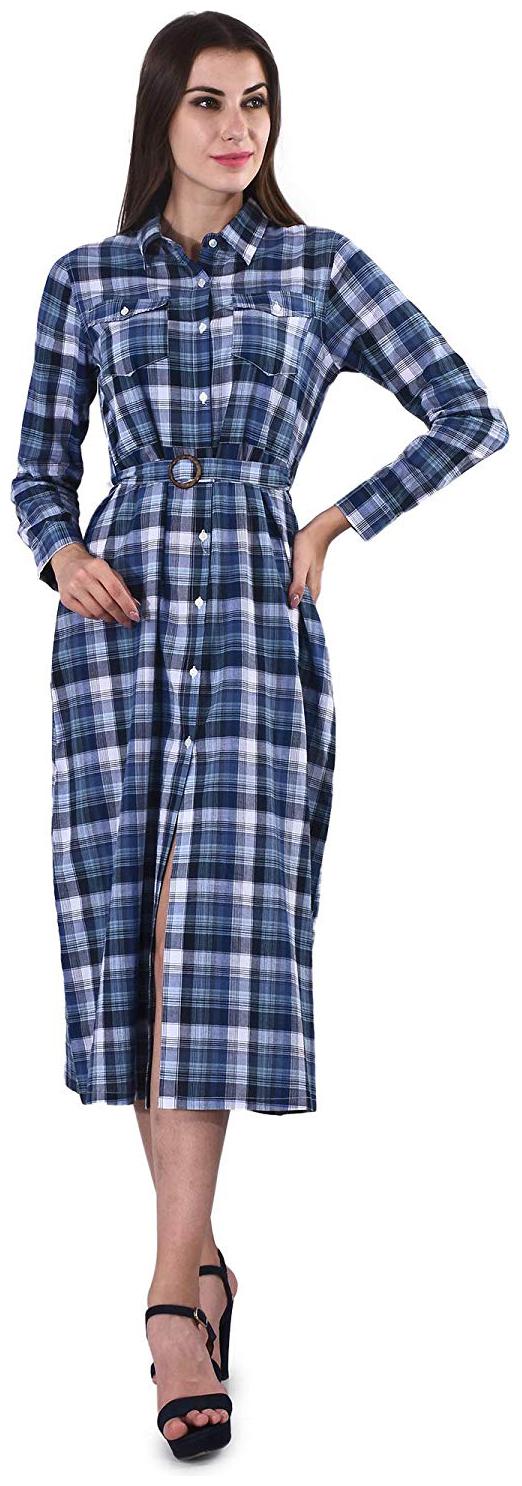 

SELFYS Blue Checked Fit flare dress