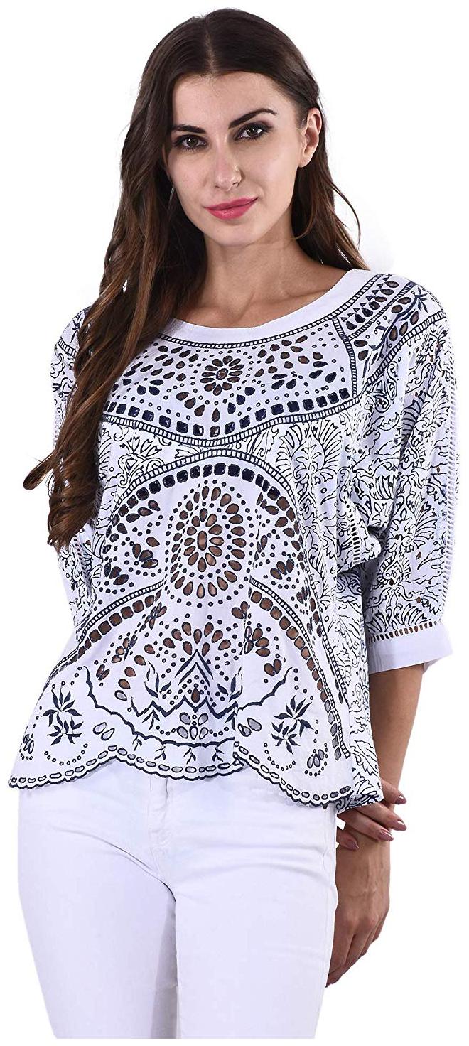 

SELFYS Women Printed Regular top - White