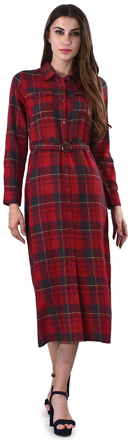 

SELFYS Red Checked Fit flare dress