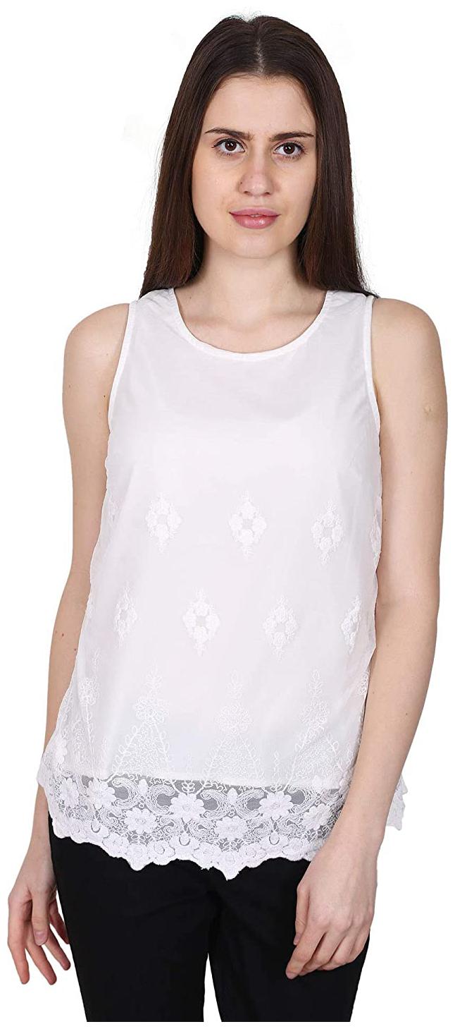 

SELFYS Women Embroidered Regular top - White