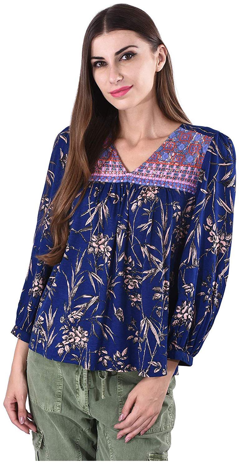 

SELFYS Women Printed Regular top - Blue