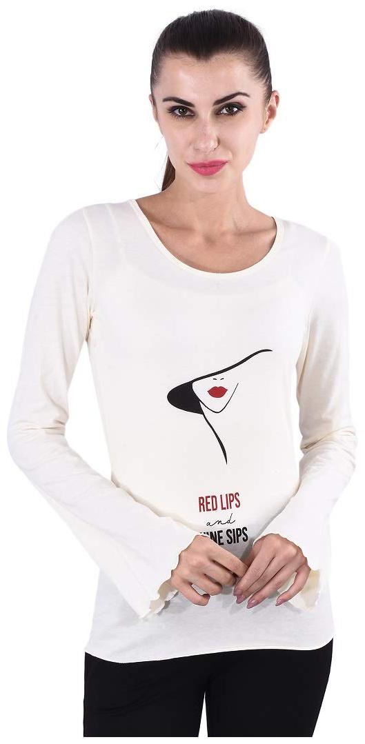 

SELFYS Women White Regular fit Round neck Cotton T shirt