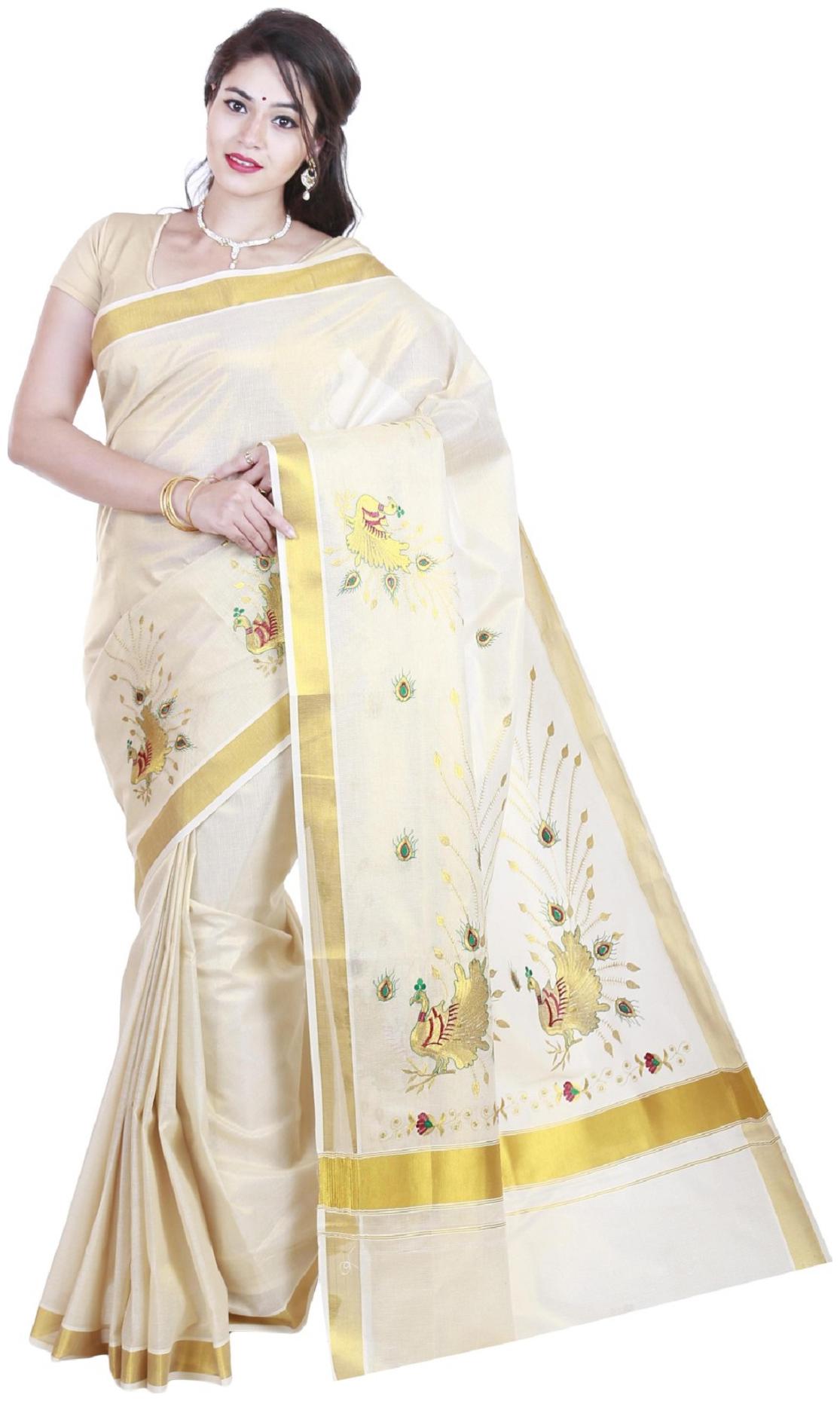 

Selvamani tex kerala kasavu tissue sarees