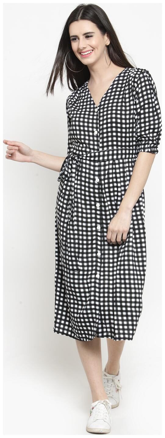 

Sera Black Geometric Shirt dress