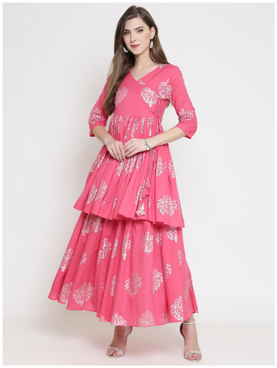 

Sera Pink Printed Wrap dress