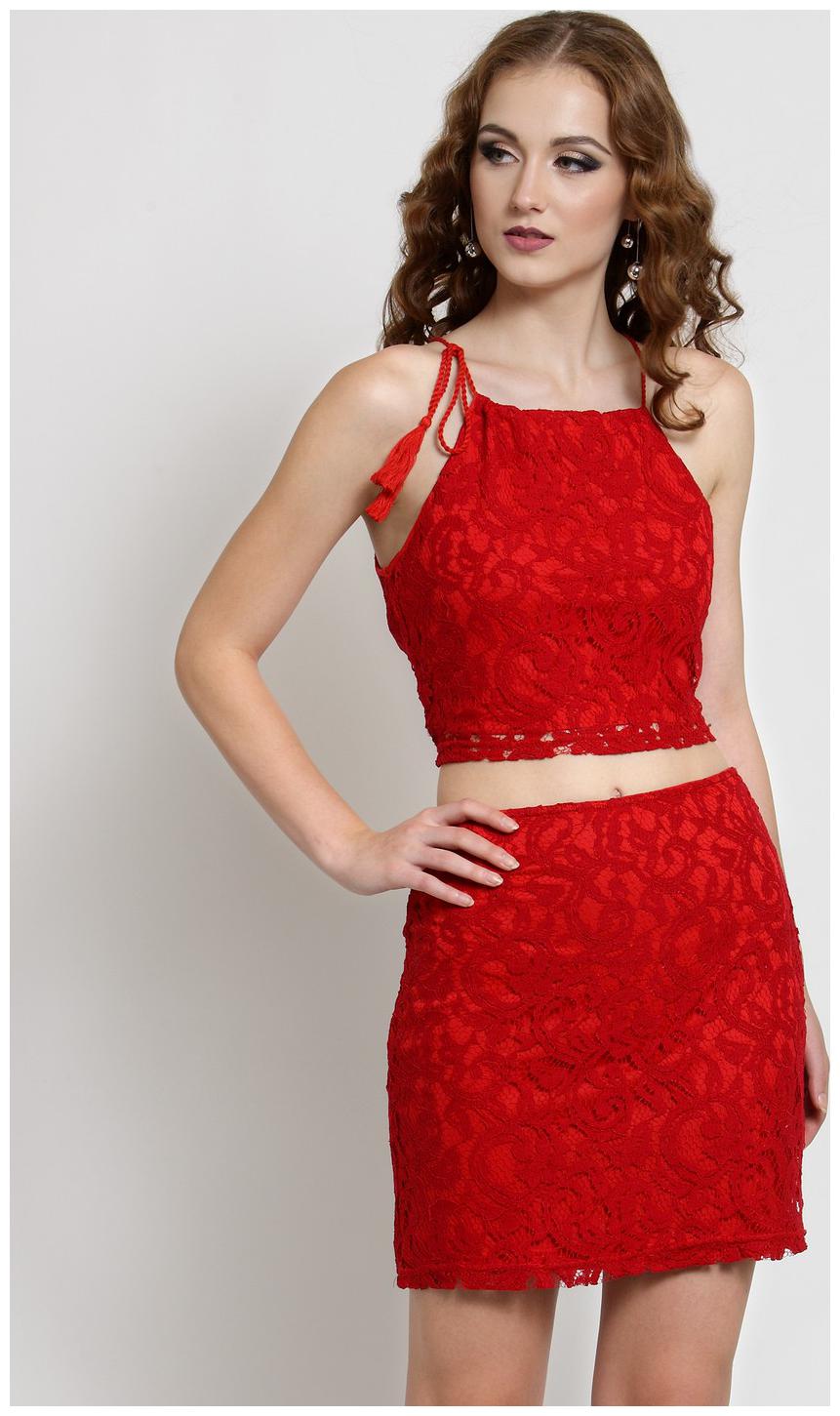 

Sera Red Solid A-line dress