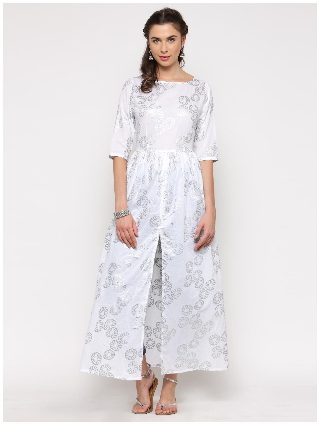 

Sera Women White Printed Anarkali Kurti