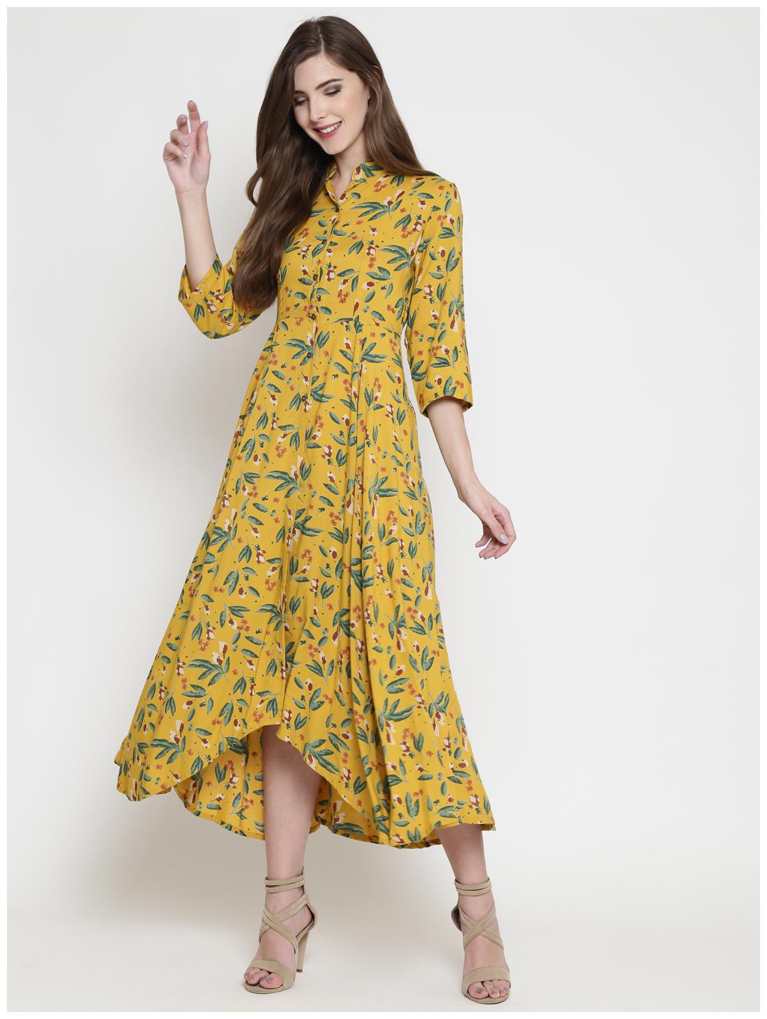 

Sera Yellow Floral Fit flare dress