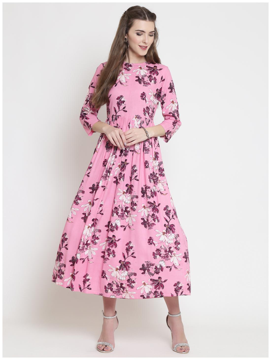 

Sera Pink Floral Fit flare dress