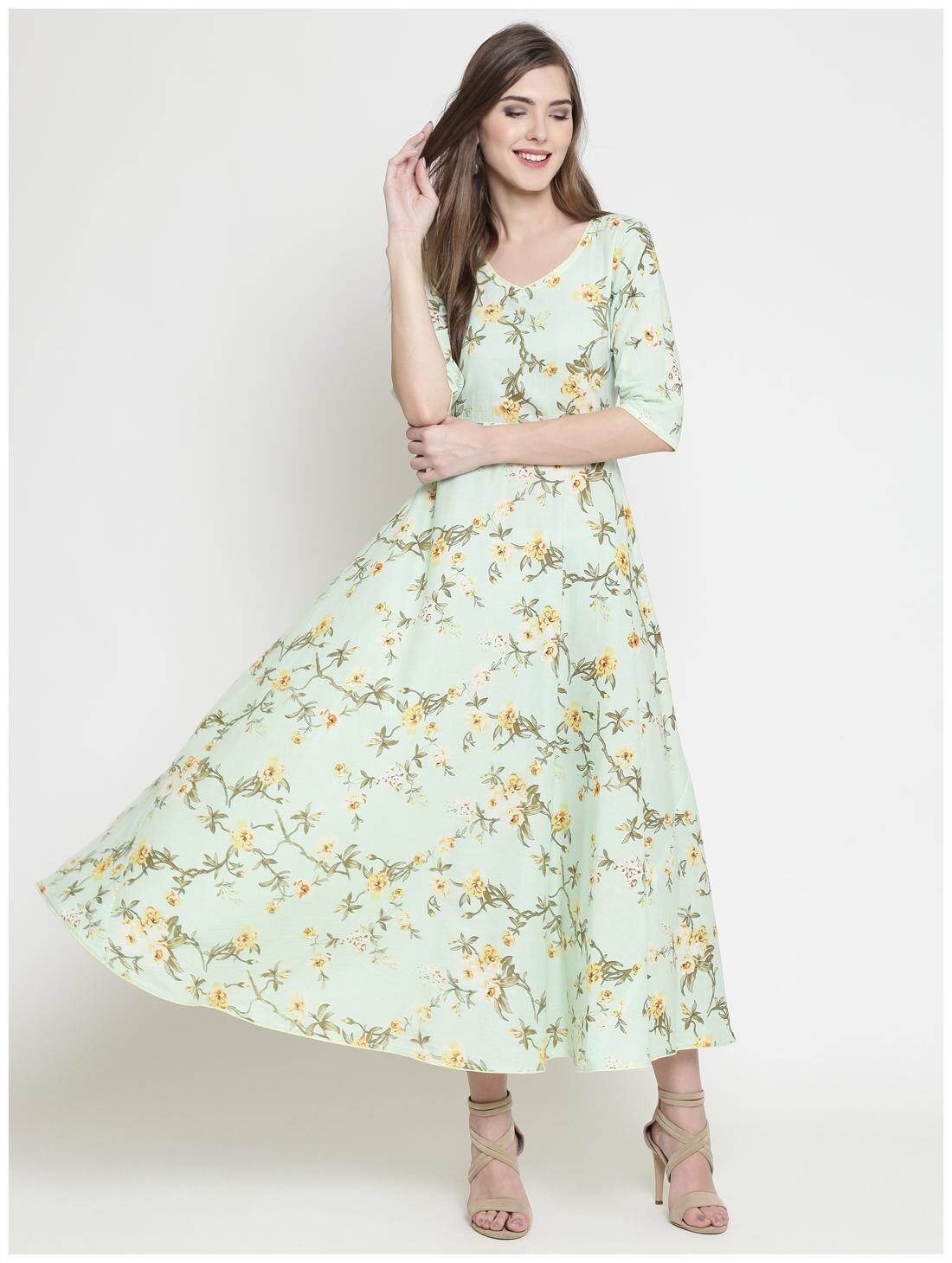 

Sera Green Floral Maxi dress