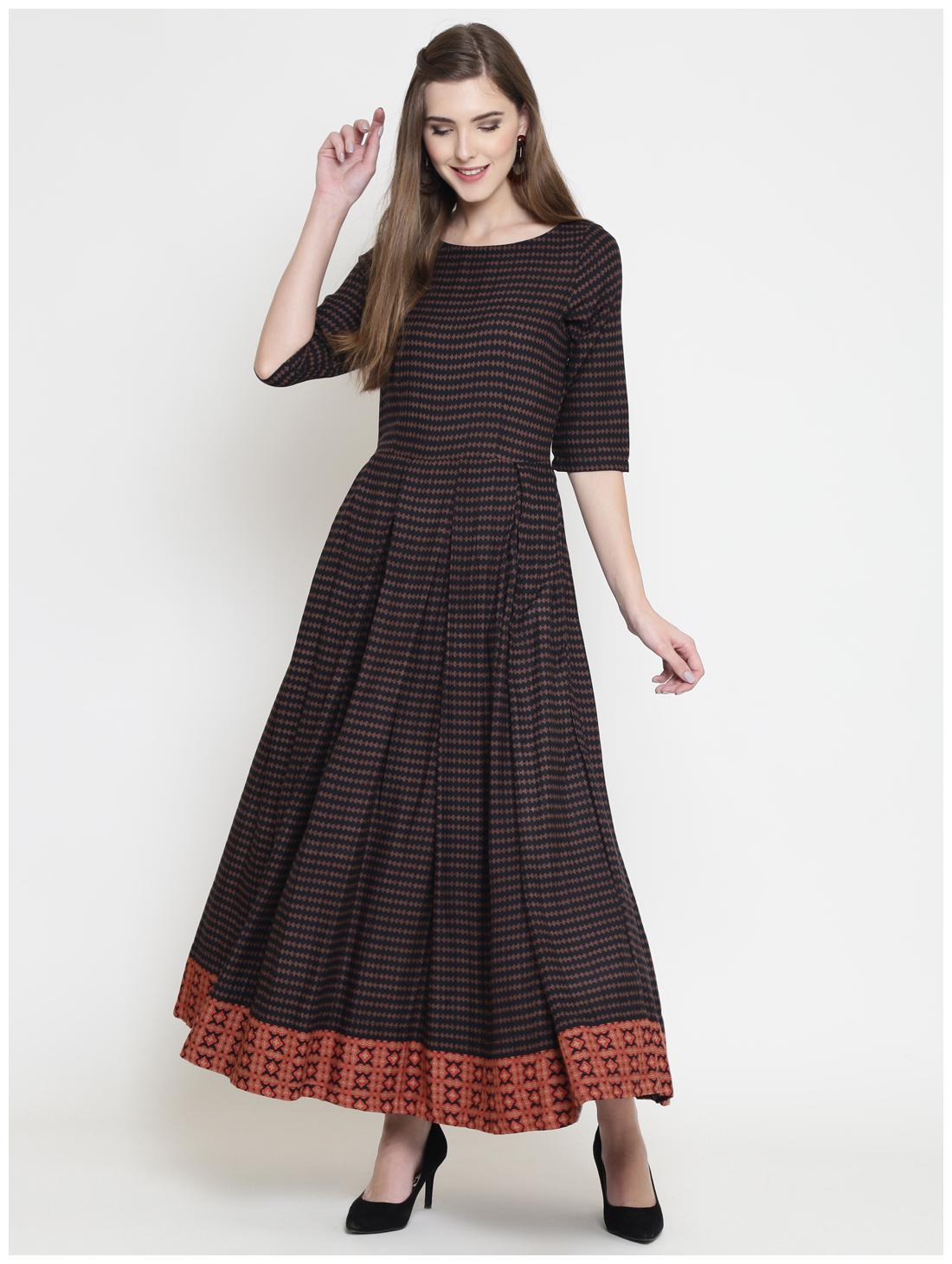 

Sera Black Printed Fit flare dress