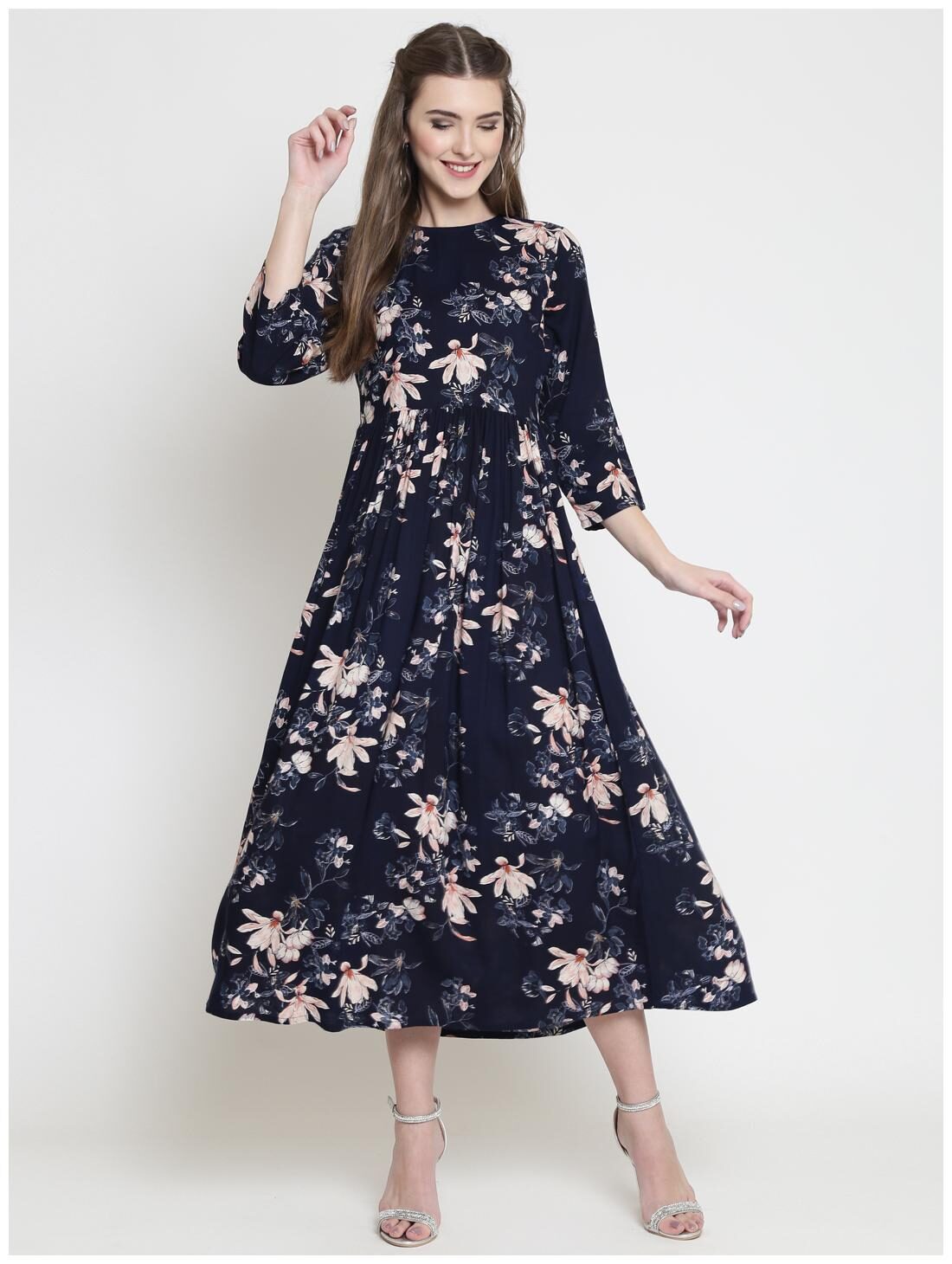 

Sera Blue Floral Fit flare dress