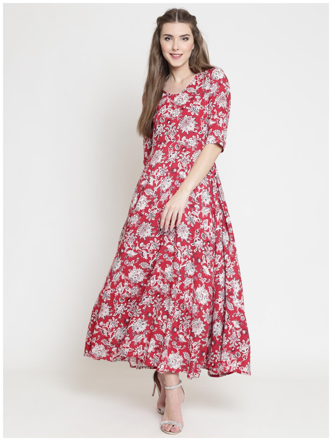 

Sera Red Printed Maxi dress