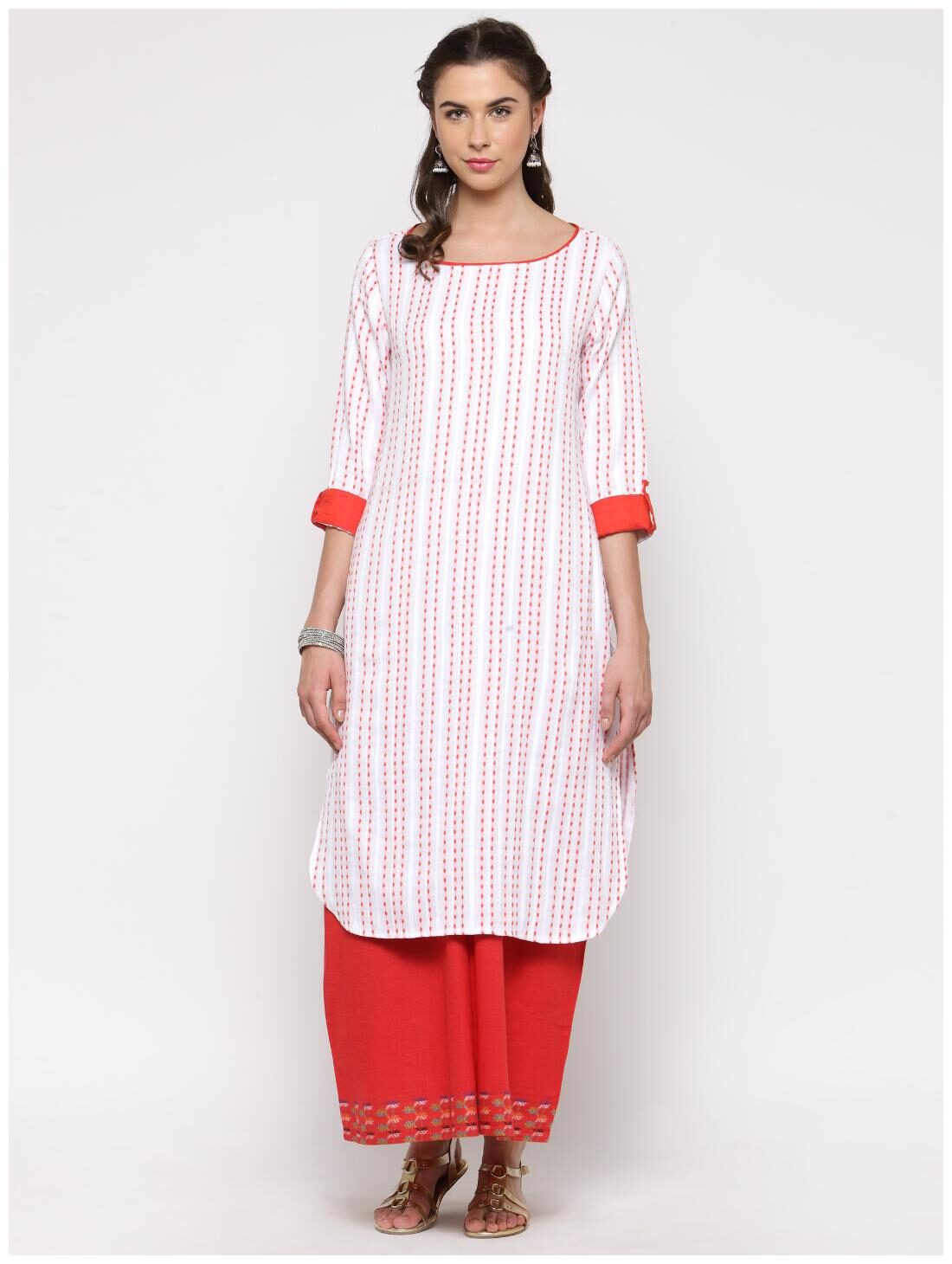 

Sera Women White Printed Straight Kurta