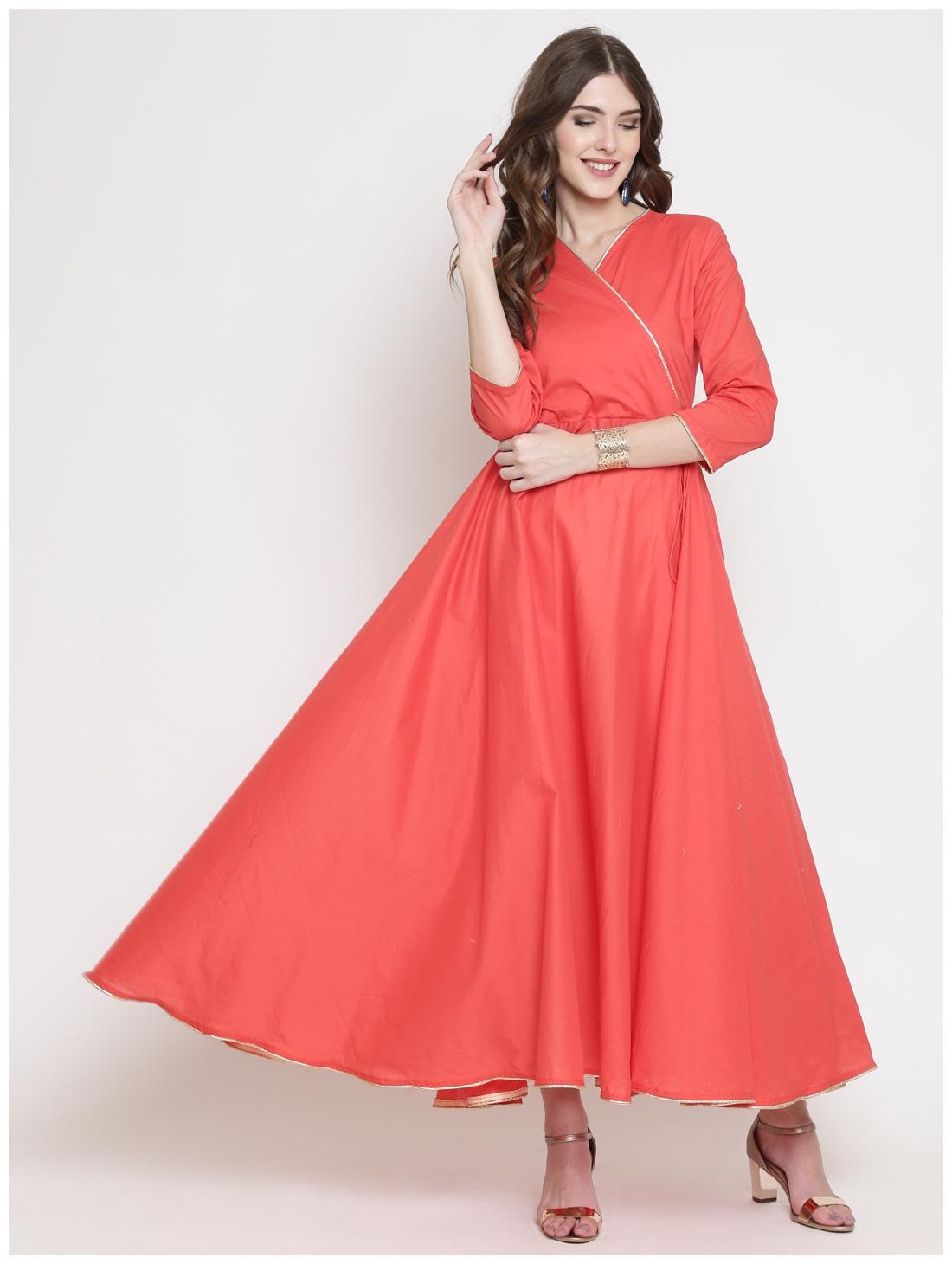 

Sera Women Orange Solid Anarkali Kurta With Palazzo
