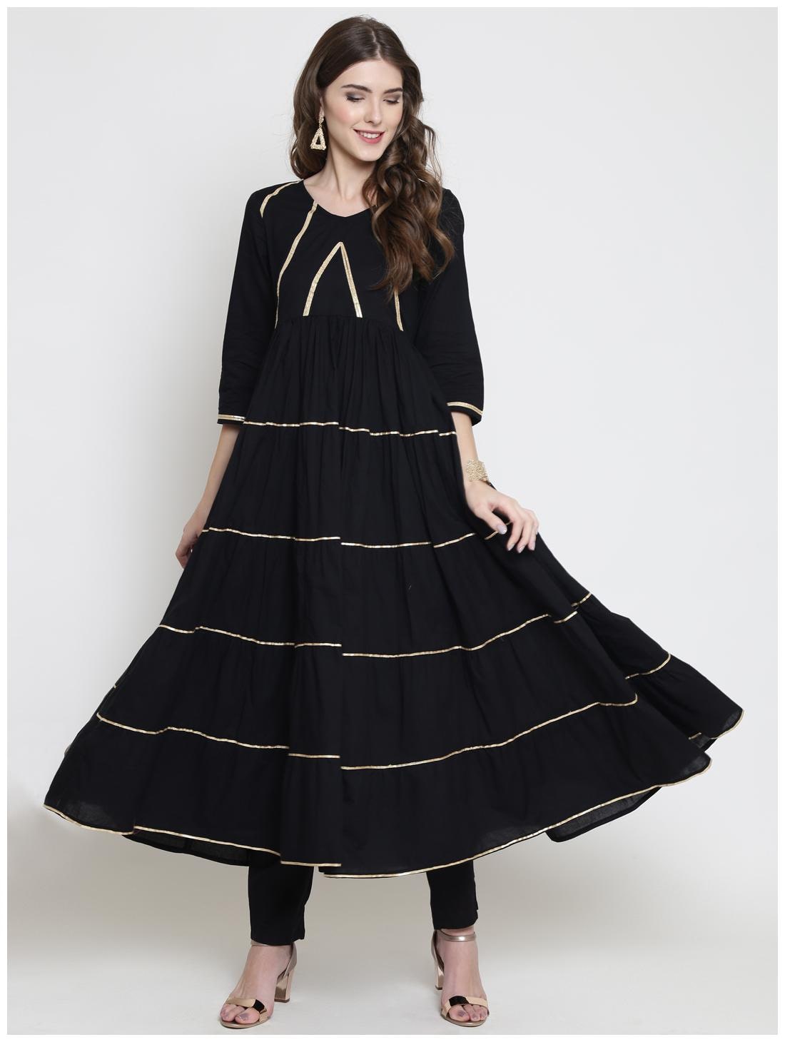 

Sera Women Black Solid Anarkali Kurta With Pants