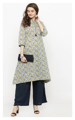 

Sera Women s Multi color printed Kurta With Blue Palazzo Set