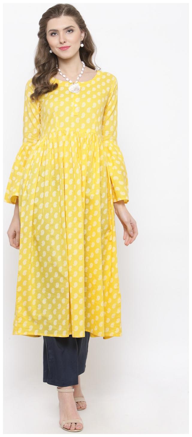 

Sera Women s Ethnic Wear Printed Bell sleeve Kurta with palazzo